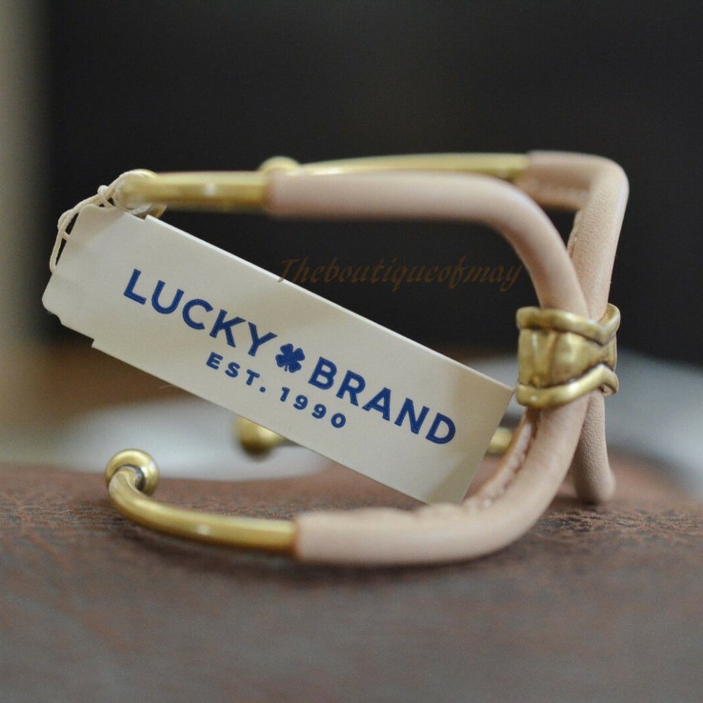 NEW! Lucky brand Leather Gold-Tone Cuff Bracelet - Picture 3 of 4
